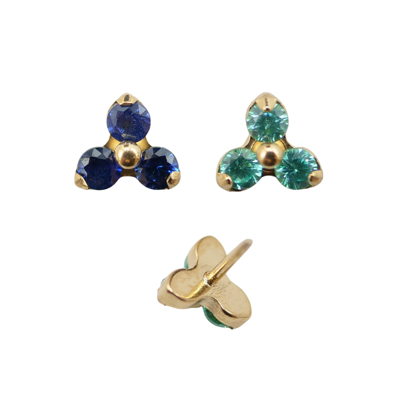 Accessoire Threadless Titane PVD Gold  0.5X3.5 motif trinity | iTC