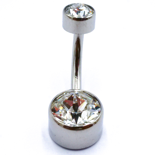 Banane Titane Interne Stérile à Boules 5 / 8 mm Double Strass | Itc
