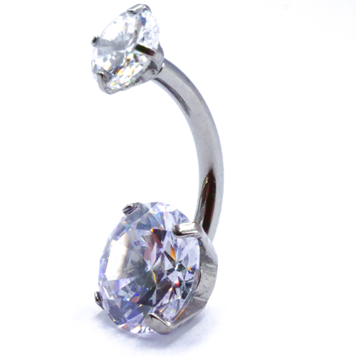 Banane Nombril Titane Interne Stérile à Boules 5 / 8 mm Double Strass | iTC