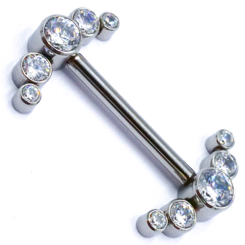 Barbell Téton Titane Interne Stérile motif 5 Strass en Arc | Itc