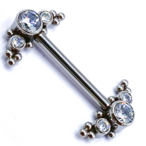 Barbell Titane Interne Stérile motif Tribal à Strass Blanc | Itc