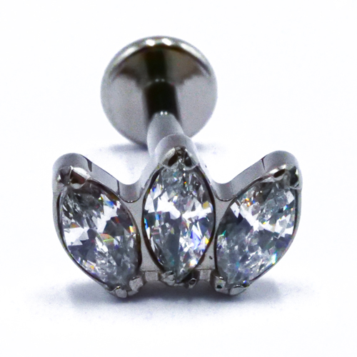 Labret Titane Interne Stérile motif Marquise 3 Strass Resserés | Itc