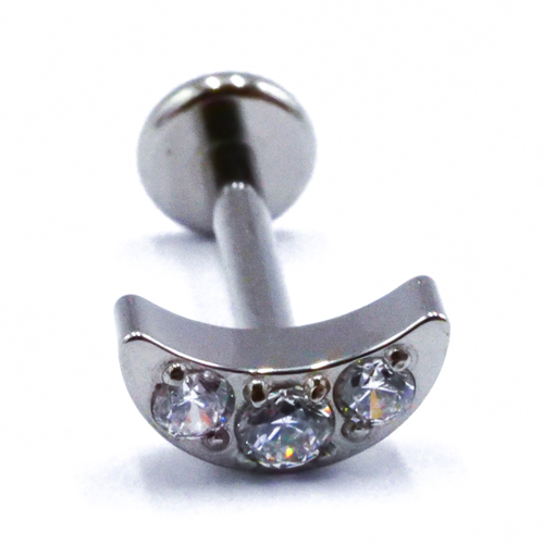 Labret Titane Interne Stérile motif Demi Lune à Strass | Itc