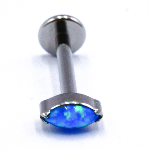 Labret Titane Interne Stérile motif Ovale Strass Bleu | Itc