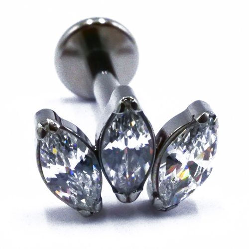 Labret Titane Interne Stérile motif Marquise 3 Marquise à Strass Blanc | Itc
