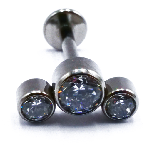 Labret Titane Interne Stérile motif Arc de 3 Strass Rond | Itc
