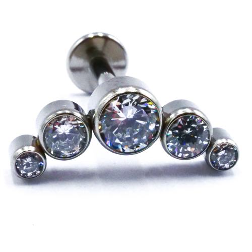 Labret Titane Interne Stérile motif Arc de 5 Strass Rond | Itc