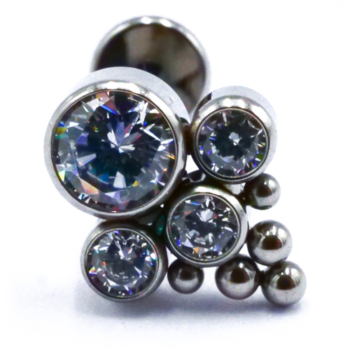 Labret Titane Interne Stérile motif Composition de Strass et de Billes | Itc
