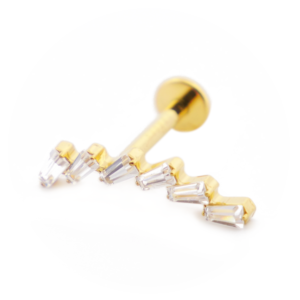 Labret Titane PVD Gold Interne Stérile motif Domino | Itc