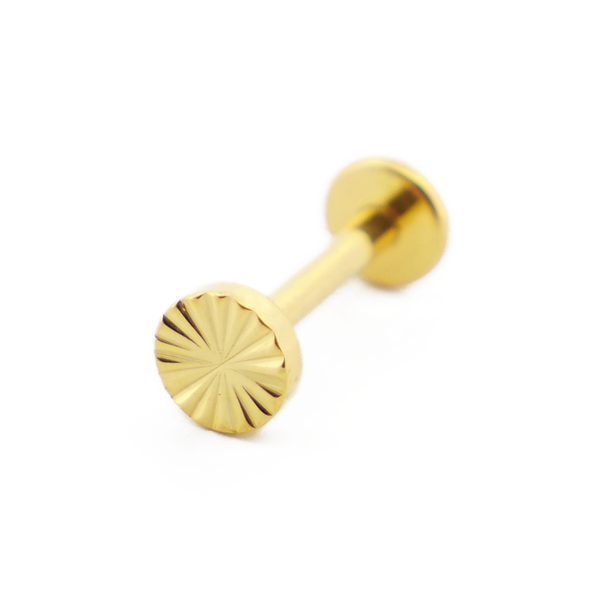Labret Titane PVD Gold Interne Stérile motif Rond Strié | Itc