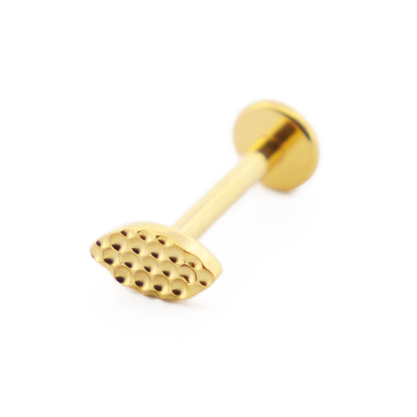 Labret Titane PVD Gold Interne Stérile motif Oval Martelé | Itc