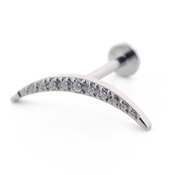 Labret Titane Interne Stérile motif Croissant de Lune 11 Strass | Itc