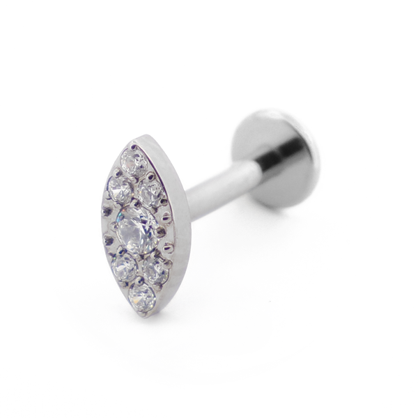 Labret Titane Interne Stérile motif Oval à Strass | Itc