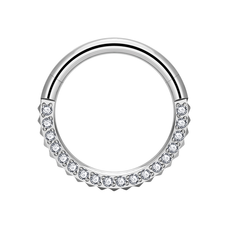 Anneau charnière Titane ASTM F136 1,2mm torsadé strass blanc | iTC