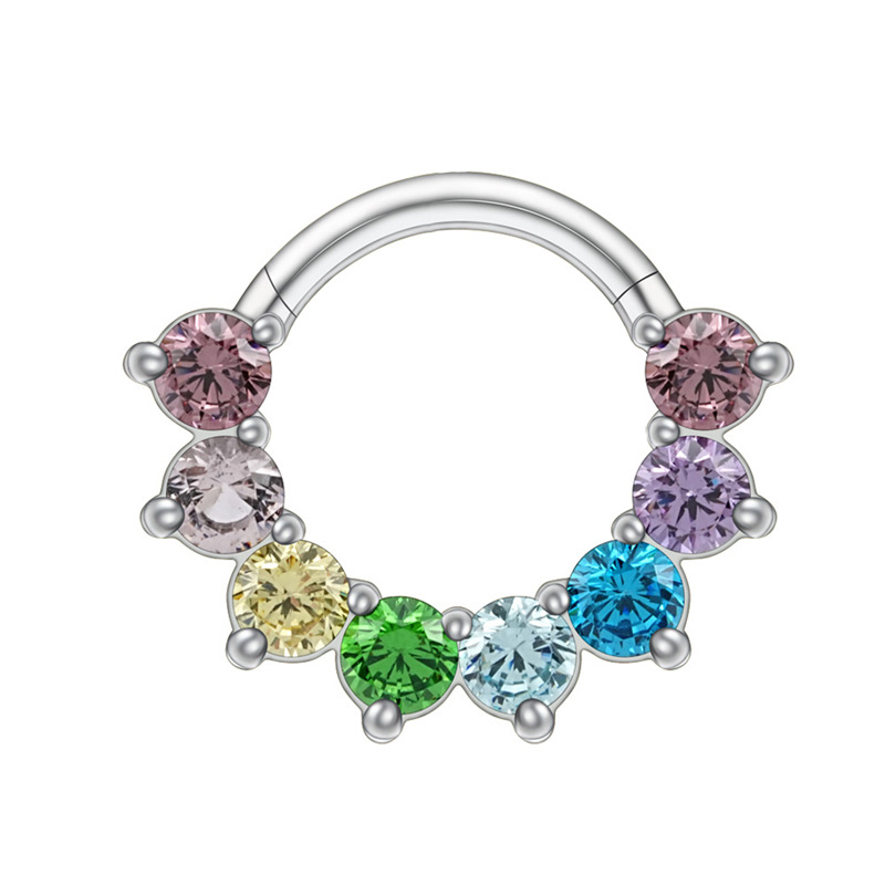 Anneau charnière titane ASTM F136 1,2mm strass rainbow | iTC