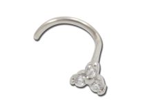 Stud nez acier fleur cristal blanc