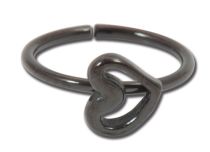 Anneau acier noir flexible 0,8x8mm motif coeur