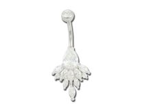 Banane acier fantaisie 1,6x10 fleur et cristal blanc