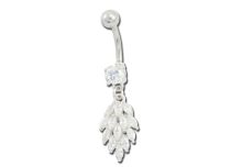 Banane acier fantaisie 1,6x10 fleur et cristal blanc