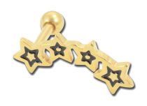 Barbell acier doré or fin 1,2x6 motif étoiles