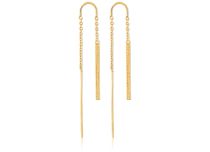 Paire de bijoux d'oreille dorés chaines et pendentif droit
