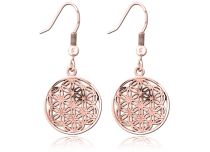 Paire de bijoux d'oreille rose gold pendentif  fleur de vie