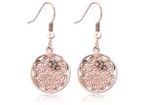 Paire de bijoux d'oreille rose gold pendentif  fleur de vie