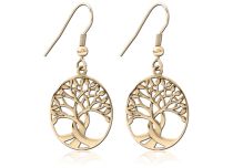 Paire de bijoux d'oreille argentés pendentif arbre de vie