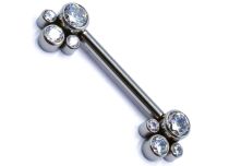 Barbell titane Filetage interne stérile motif 4 strass 1.6x14