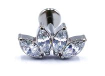 Labret titane Filetage interne stérile motif marquise 1.2x8