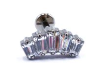 Labret titane Filetage interne stérile motif couronne strass blanc 1.2x8