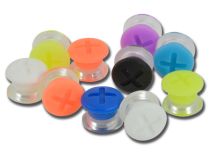 Tunnel acrylique clipable embout silicone mix.couleurs motif croix