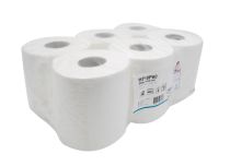 Bobine essuyage ECOLABEL blanche gaufrée 450 formats 2 plis par 6pcs