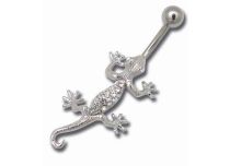 Banane acier plaqué rhodium 1,6x10 lézard cristal