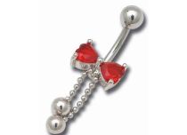 Banane acier 1,6x10 motif plaqué rhodium cristal Noeud et pendentif