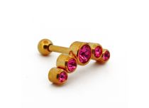 Barbell acier pvd gold spécial tragus strass Boule rose