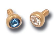 Boule vis interne 1.2 acier doré or fin 2 mm cristal