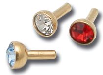 Boule acier doré or fin push clip 2,3 mm cristal