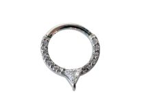 Anneau Acier Charnière Septum Pointe à Strass | Itc