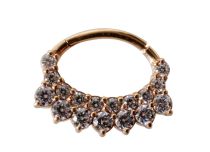 Anneau Acier Doré Rose Charnière Septum à Strass | Itc