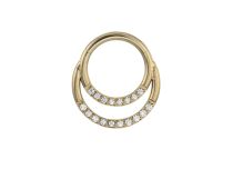 Anneau Charnière en Acier  Doré Double Ligne de Strass Blanc | Itc