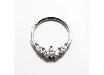 Anneau Acier Charnière 5 Strass marquises Blanc | Itc