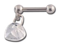 Barbell Acier pendentif Cœur Blanc à Boules 3 mm| Itc