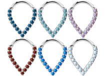 Anneau Charnière Acier forme Goutte à Strass style Opale Coloré | Itc