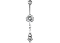 Banane Acier Strass Blanc Griffé Pendentif  | Itc