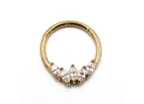 Anneau Acier PVD Gold Charnière 5 Strass | Itc
