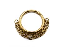 Anneau Acier PVD Gold Charnière Double Chaine | Itc