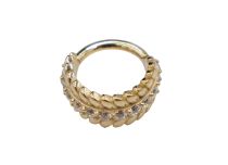 Anneau charnière  CoCr  Pvd Gold 1.2X8 plume ligne de strass