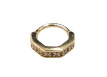 Anneau charnière  CoCr Pvd Gold 1.2X8 hexagonale strass
