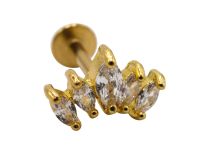 Labret Acier PVD Gold motif Marquise 5 Strass | Itc